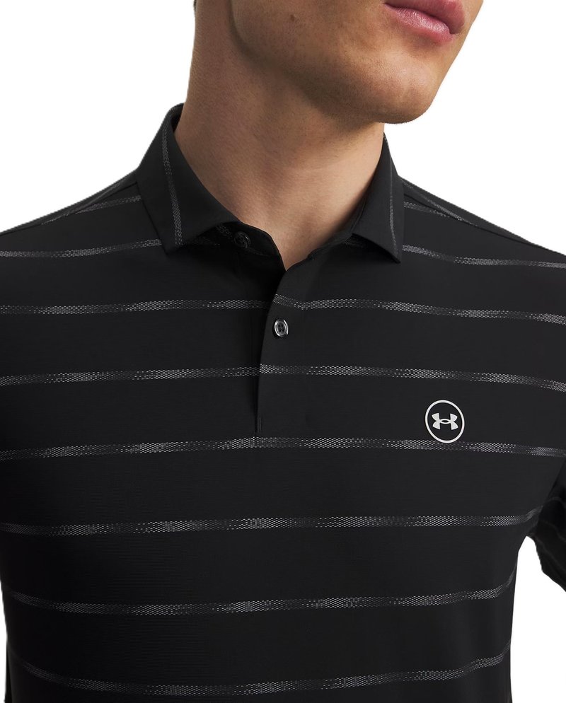 Under Armour Drive Chill Printed polo homme, noir/castlerock/halo gray