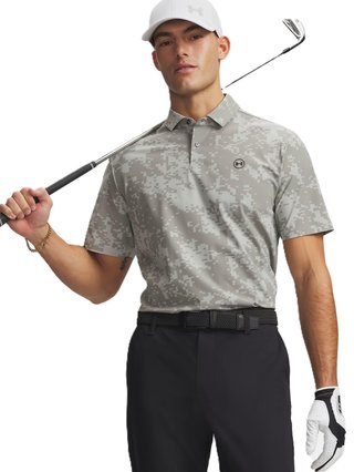 Under Armour Drive Chill Printed polo homme, titanium/clay green/black