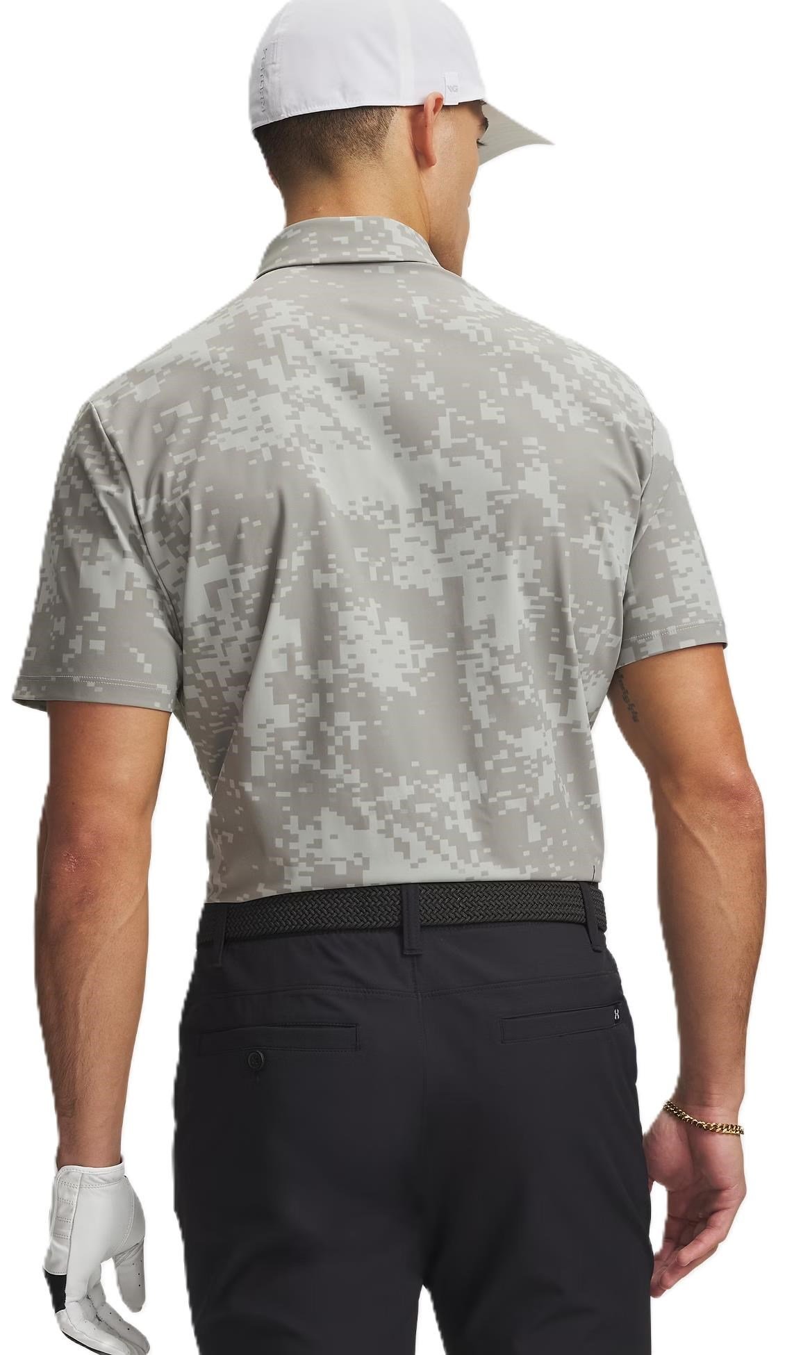 Under Armour Drive Chill Printed polo homme, titanium/clay green/black