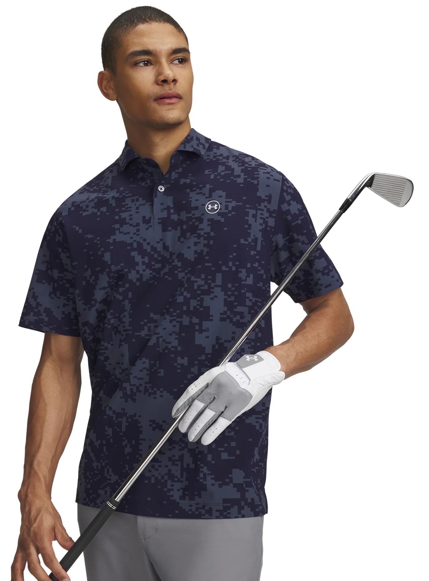 Under Armour Drive Chill Printed polo homme, midnight navy/halo grey