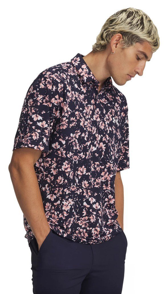 Under Armour Matchplay Printed polo homme, midnight navy/posh pink