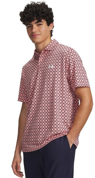 Under Armour Matchplay Printed polo homme, posh pink/midnight navy