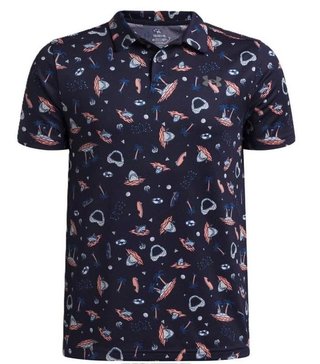 Under Armour Matchplay Printed junior polo, midnight navy/posh pink/castlerock