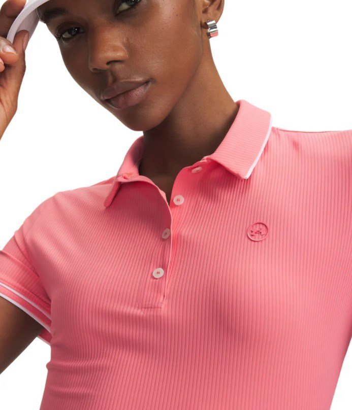 Under Armour Drive Chill polo femme, bittersweet pink/white