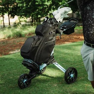 Bag Boy Nitron Auto-Open chariot manuel, bleu glace/blanc