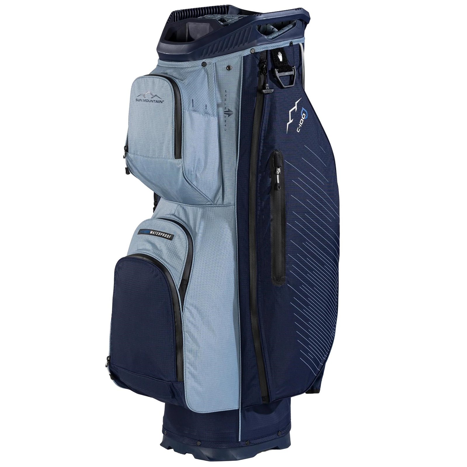 Sun Mountain H2NO C100 cart bag imperméable 14 voies, navy/ash/platinum
