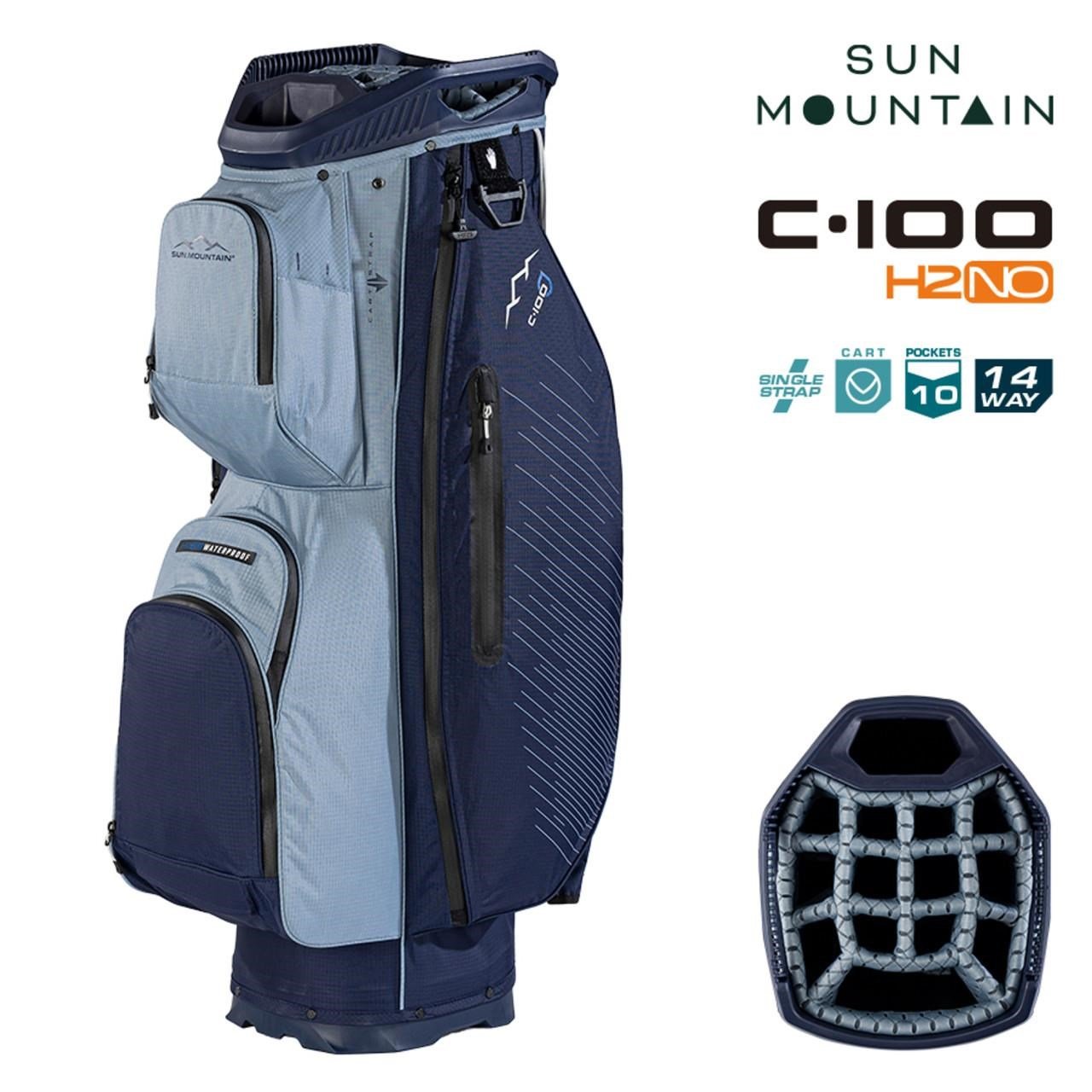 Sun Mountain H2NO C100 cart bag imperméable 14 voies, navy/ash/platinum