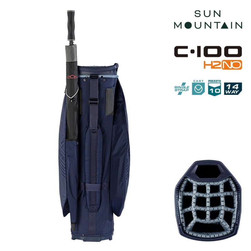 Sun Mountain H2NO C100 cart bag imperméable 14 voies, navy/ash/platinum