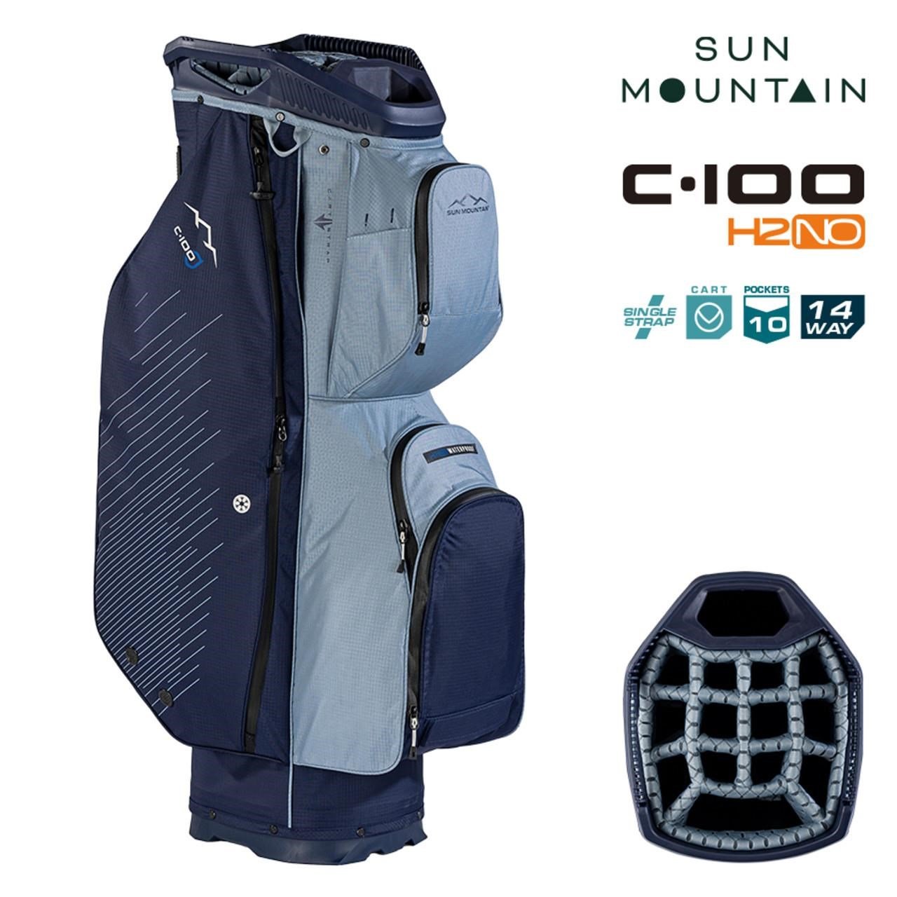 Sun Mountain H2NO C100 cart bag imperméable 14 voies, navy/ash/platinum