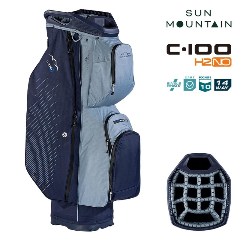 Sun Mountain H2NO C100 cart bag imperméable 14 voies, navy/ash/platinum