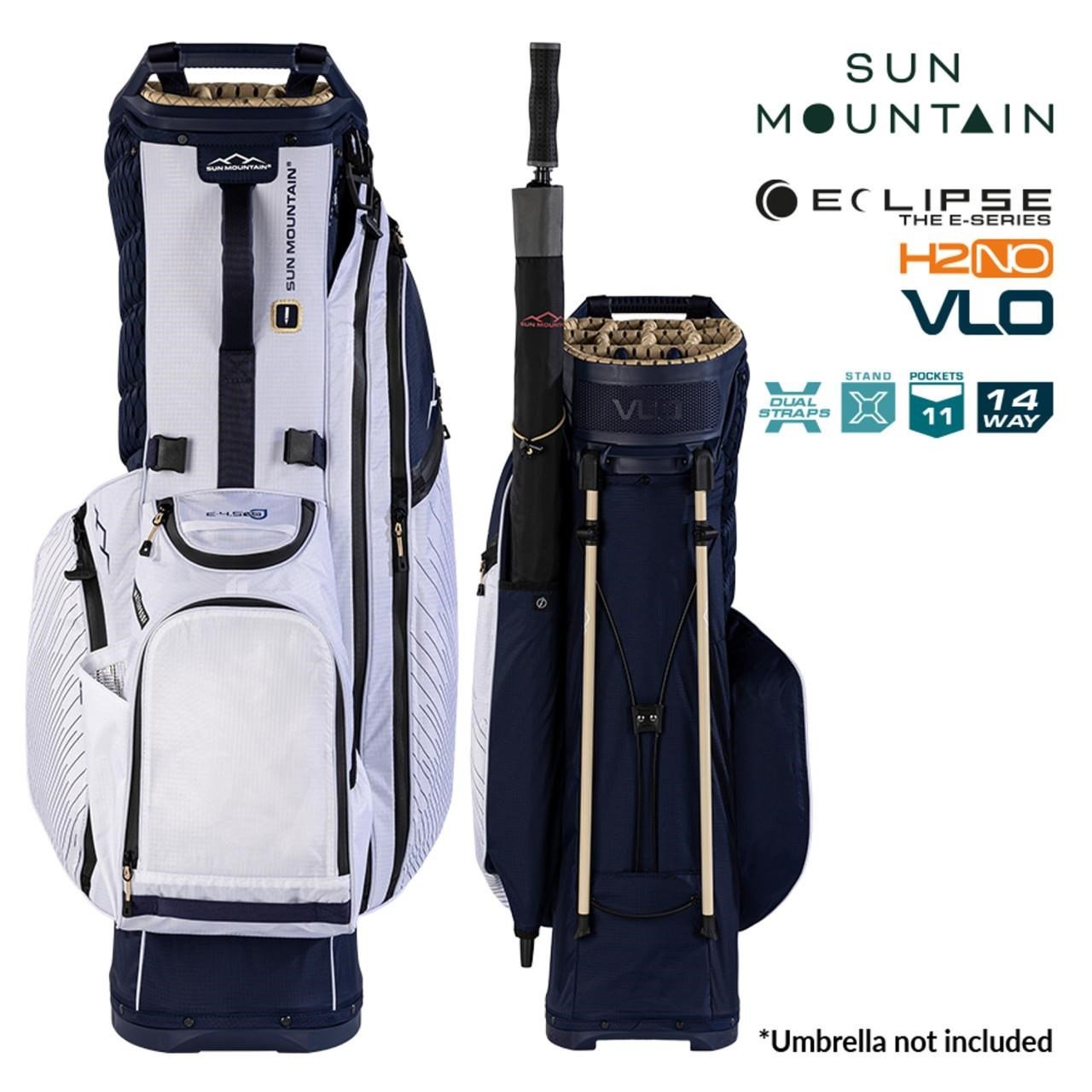 Sun Mountain H2NO E-4.5 14 Way VLO sac de golf trépied imperméable, navy/gold/white