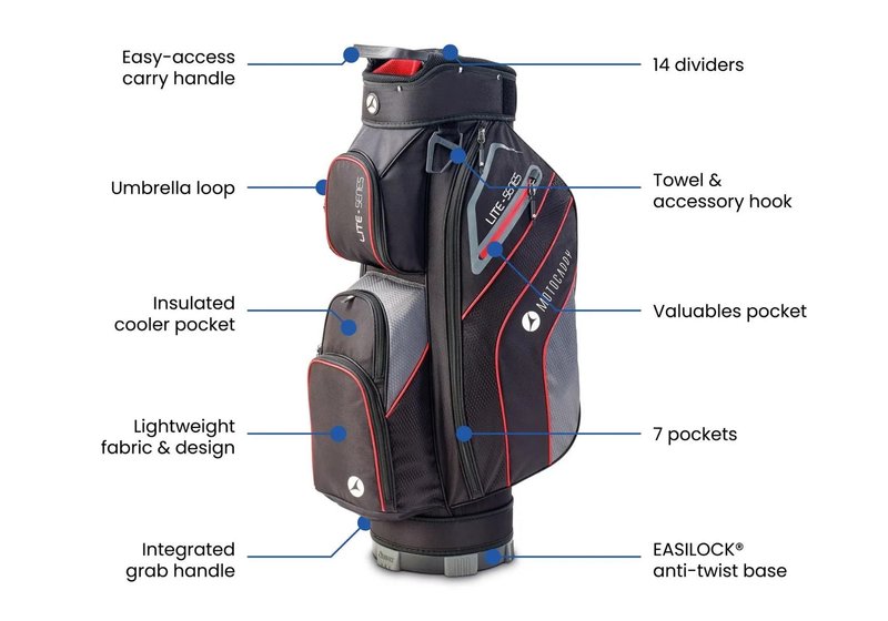 Motocaddy NEW Lite-Series cart bag, noir/bleu