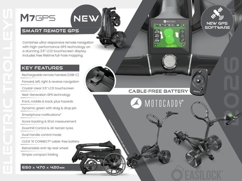 Motocaddy NEW M7 REMOTE DHC chariot électrique 2026, M7 Ultra Lithium, graphite