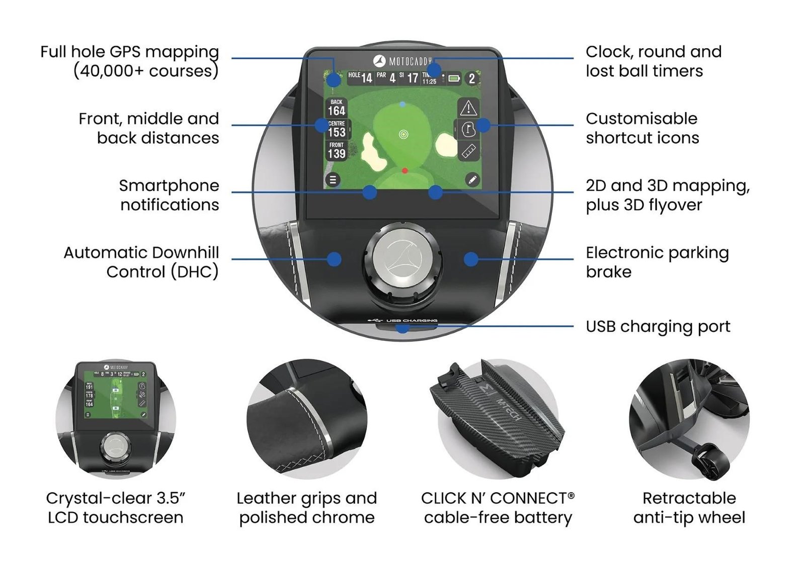 Motocaddy NEW M-TECH GPS chariot électrique, grafitová