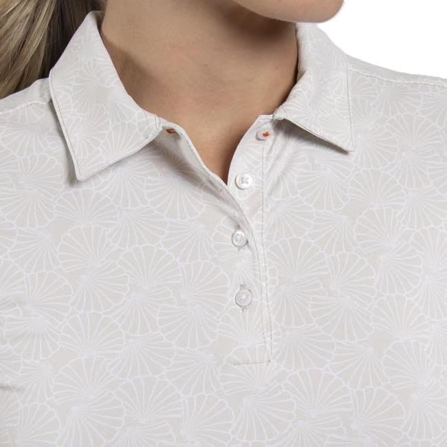 KJUS Enya Printed polo femme, oyster/white