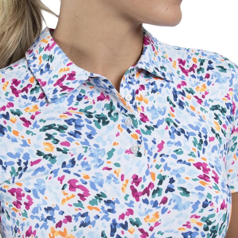 KJUS Enya Printed polo femme, white/poolside