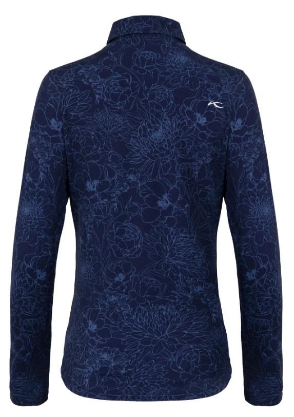 KJUS Hollow Pima Print longsleeve polo femme, atlanta blue/atlanta blue