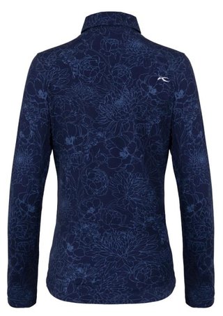KJUS Hollow Pima Print longsleeve polo femme, atlanta blue/atlanta blue