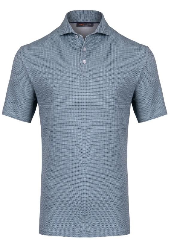 KJUS Hollow Pima Print polo homme, riverbank/white