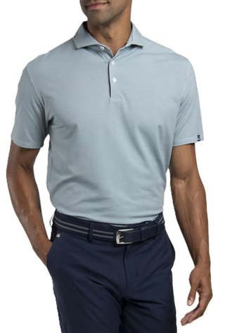 KJUS Hollow Pima Print polo homme, riverbank/white