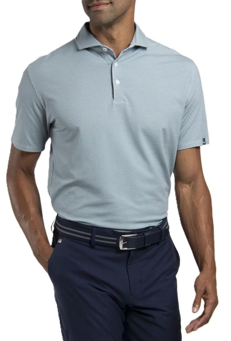 KJUS Hollow Pima Print polo homme, riverbank/white