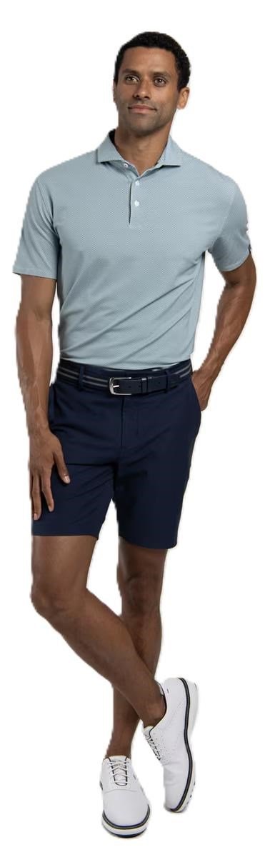 KJUS Hollow Pima Print polo homme, riverbank/white
