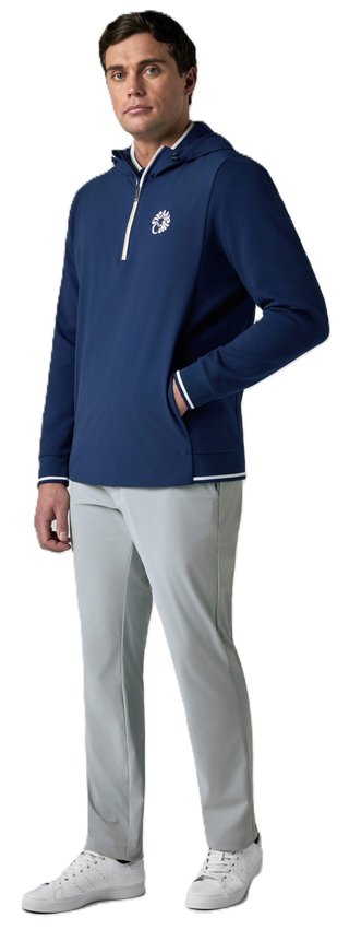 Callaway Mid Century Mixed Media Hooded 1/4 Zip sweatshirt homme, medieval blue