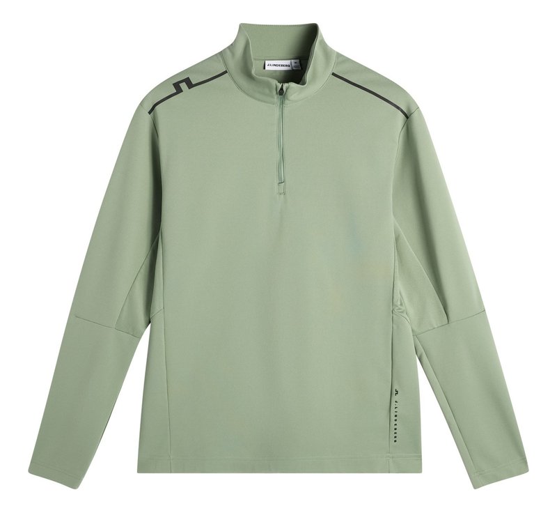 J.Lindeberg Leon Quarter Zip Mid Layer pull homme, hedge green