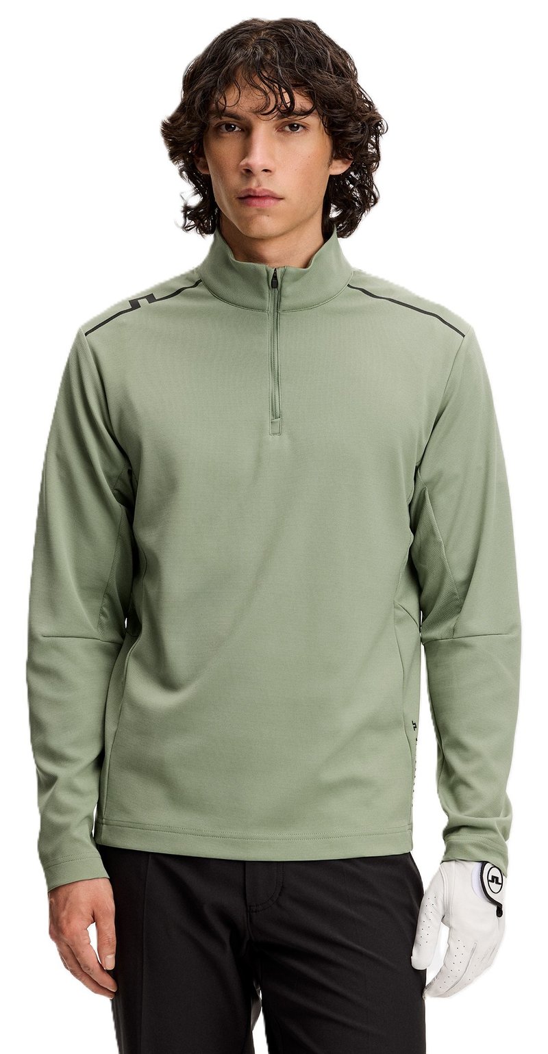 J.Lindeberg Leon Quarter Zip Mid Layer pull homme, hedge green