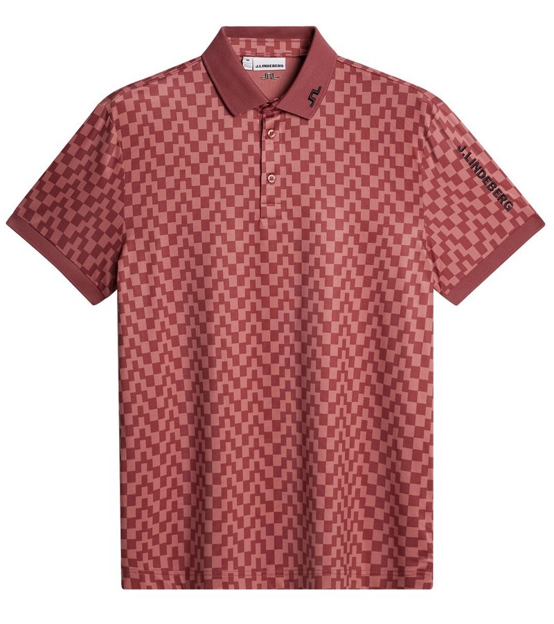 J.Lindeberg Tour Tech Print polo homme, bridge stack apple butter