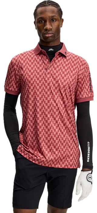 J.Lindeberg Tour Tech Print polo homme, bridge stack apple butter