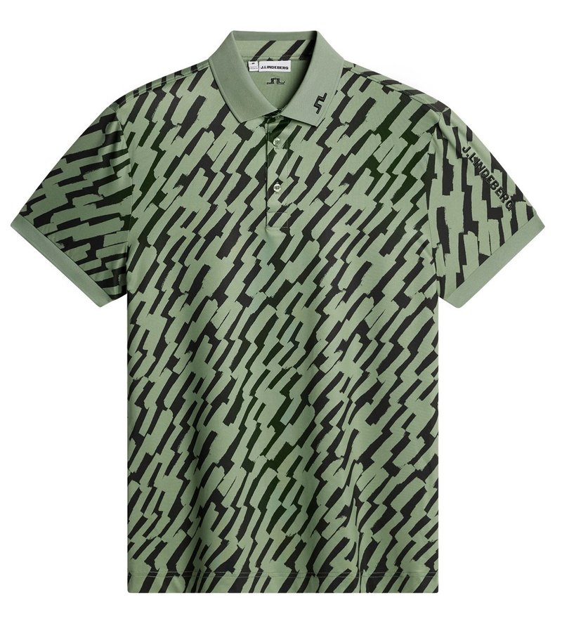 J.Lindeberg Tour Tech Print polo homme, oak green