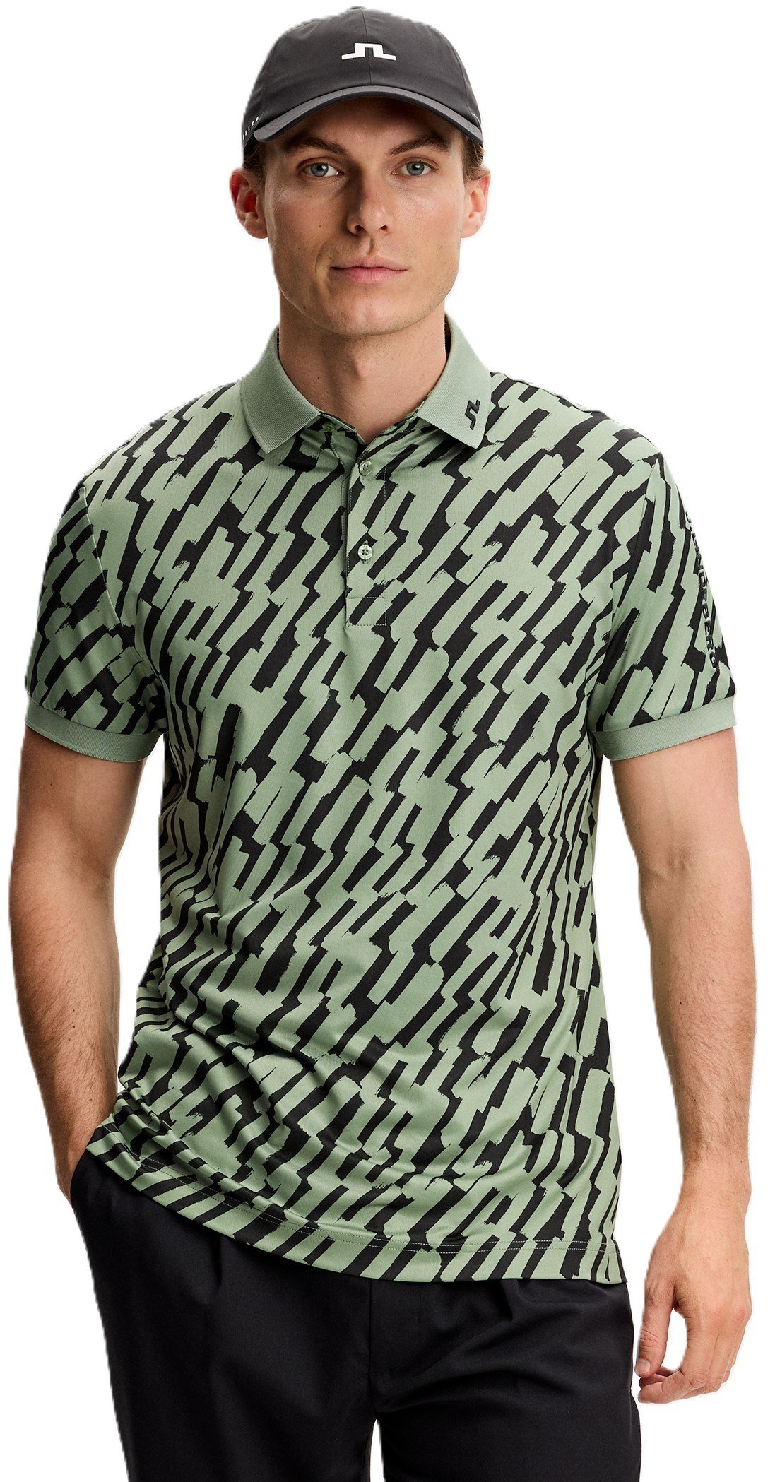J.Lindeberg Tour Tech Print polo homme, oak green