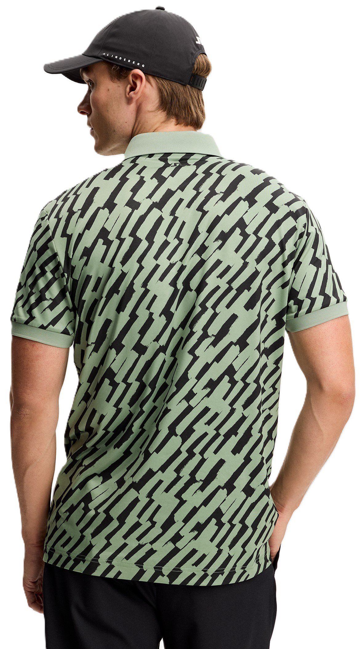 J.Lindeberg Tour Tech Print polo homme, oak green