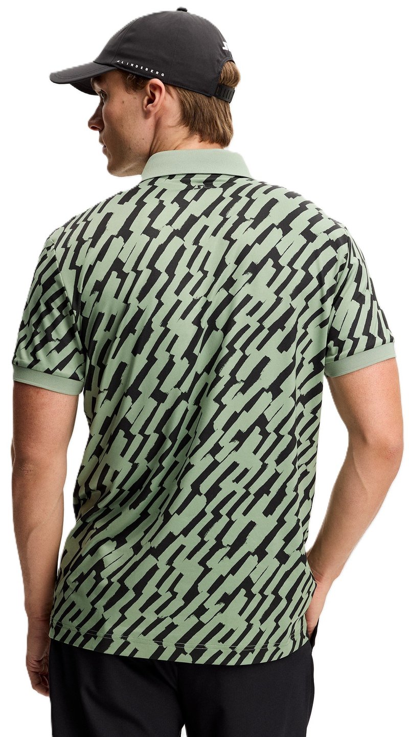 J.Lindeberg Tour Tech Print polo homme, oak green