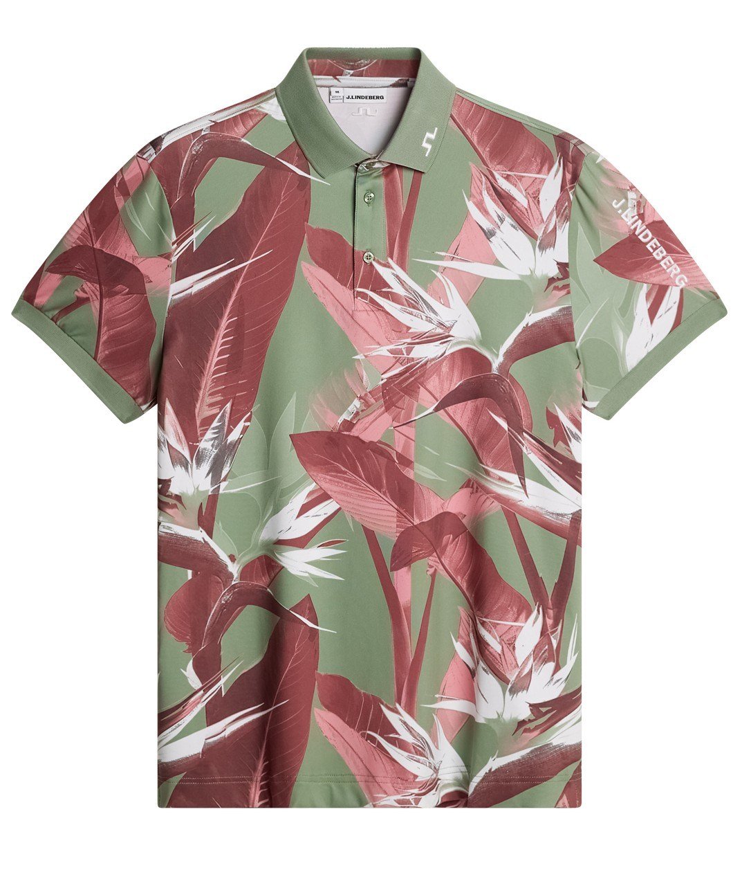 J.Lindeberg Tour Tech Print polo homme, paradise hedge green