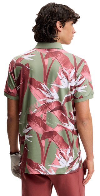 J.Lindeberg Tour Tech Print polo homme, paradise hedge green