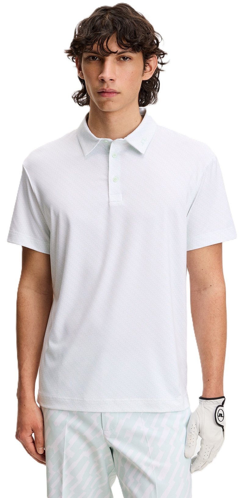 J.Lindeberg Tod Print polo homme, flight bridge white sky