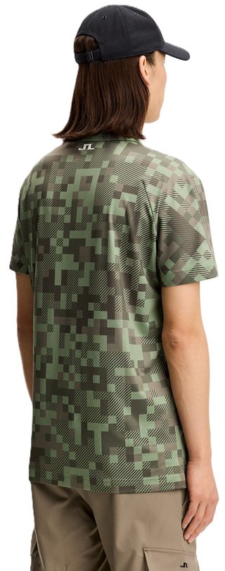 J.Lindeberg Dario Tour Print polo homme, tour 26 tonal green