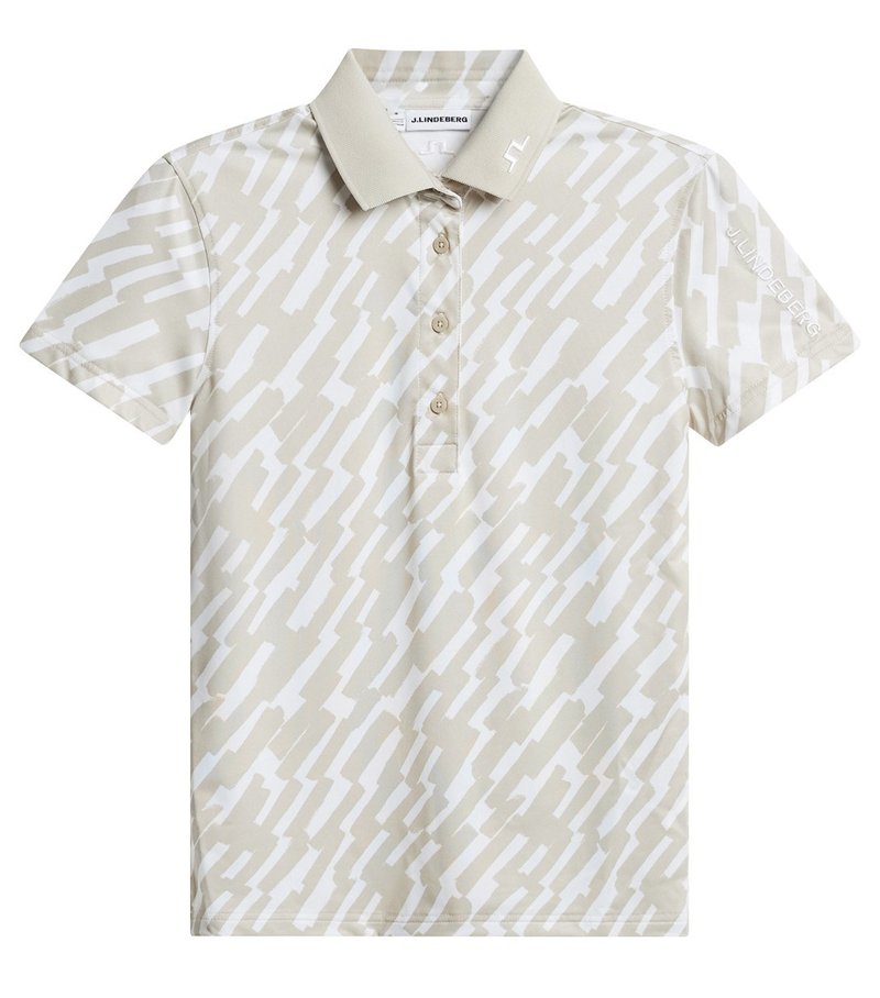 J.Lindeberg Tour Tech Print polo femme, oak island fossil