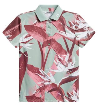 J.Lindeberg Tour Tech Print polo femme, paradise jadeite