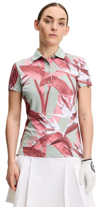 J.Lindeberg Tour Tech Print polo femme, paradise jadeite
