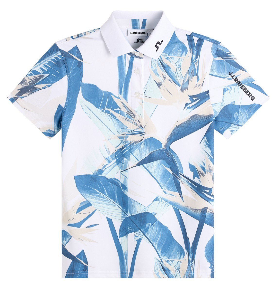J.Lindeberg Tour Tech Print polo femme, paradise skylight