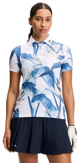J.Lindeberg Tour Tech Print polo femme, paradise skylight
