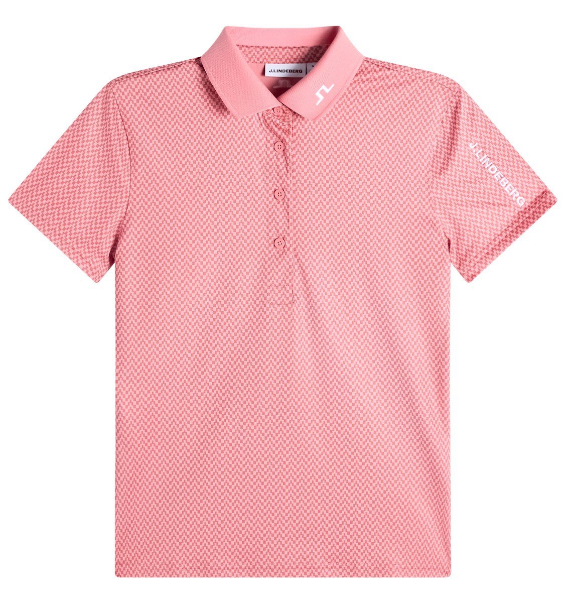 J.Lindeberg Tour Tech Print polo femme, bridge stack rose