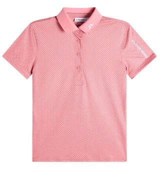 J.Lindeberg Tour Tech Print polo femme, bridge stack rose
