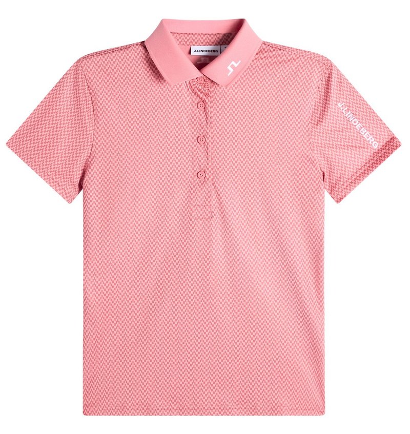 J.Lindeberg Tour Tech Print polo femme, bridge stack rose