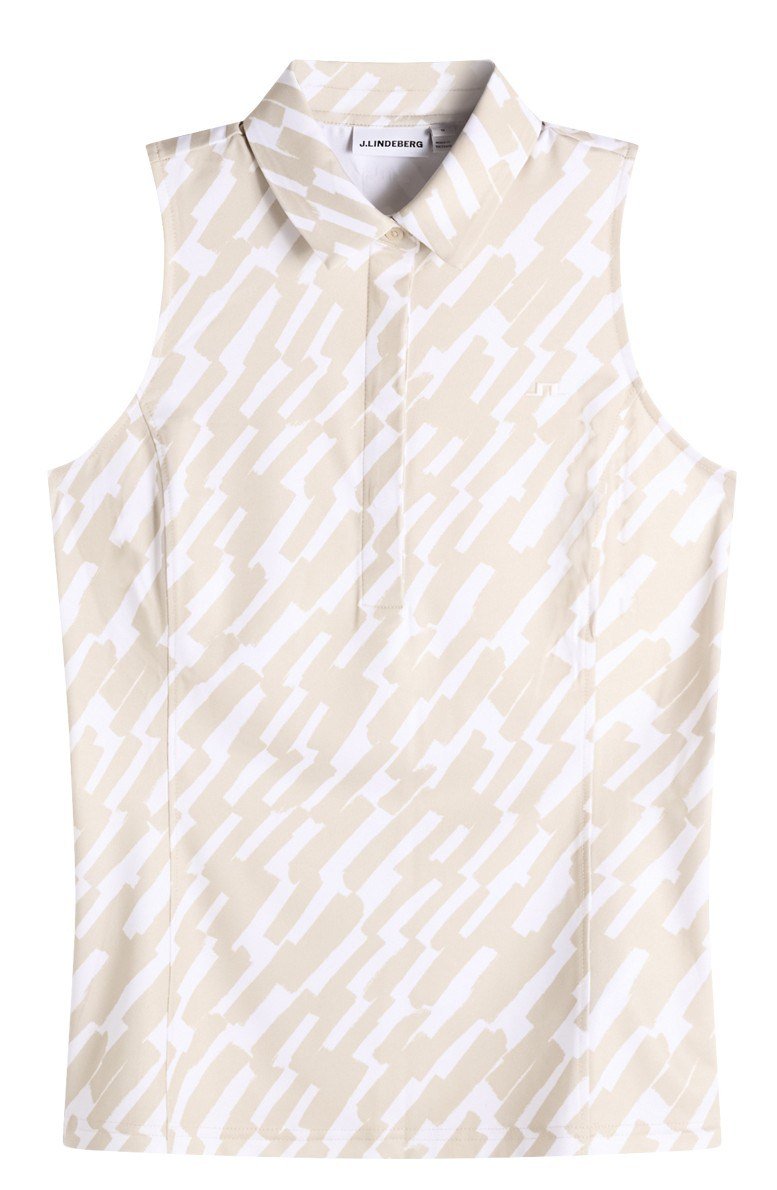 J.Lindeberg Dena Print Sleeveless polo femme, oak island fossil
