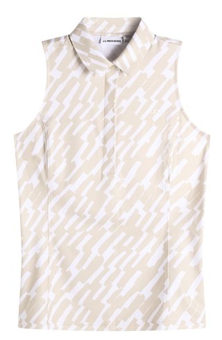 J.Lindeberg Dena Print Sleeveless polo femme, oak island fossil