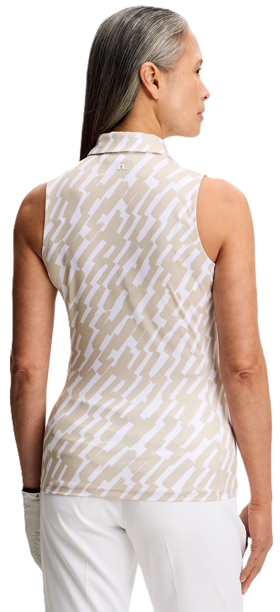 J.Lindeberg Dena Print Sleeveless polo femme, oak island fossil